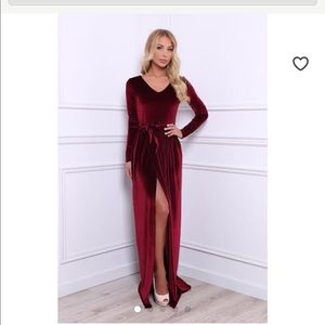 Burgundy Velvet Elegant Dress